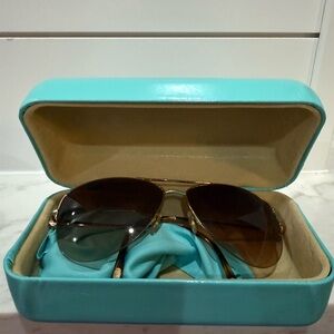 Tiffany and Co Gold Aviator Sunglasses